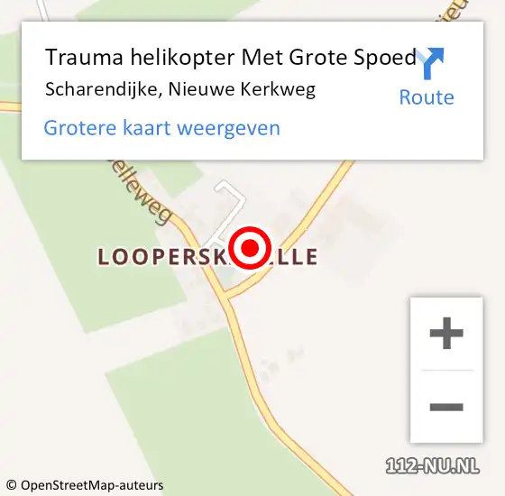 Locatie op kaart van de 112 melding: Trauma helikopter Met Grote Spoed Naar Scharendijke, Nieuwe Kerkweg op 26 juni 2022 15:16