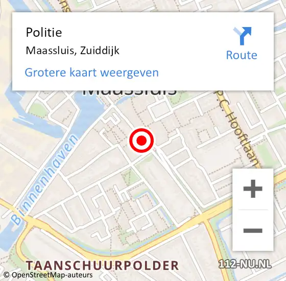 Locatie op kaart van de 112 melding: Politie Maassluis, Zuiddijk op 26 juni 2022 15:19