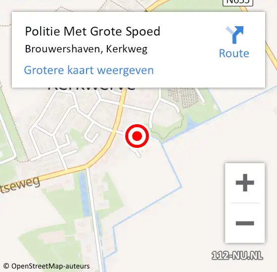 Locatie op kaart van de 112 melding: Politie Met Grote Spoed Naar Brouwershaven, Kerkweg op 26 juni 2022 15:33