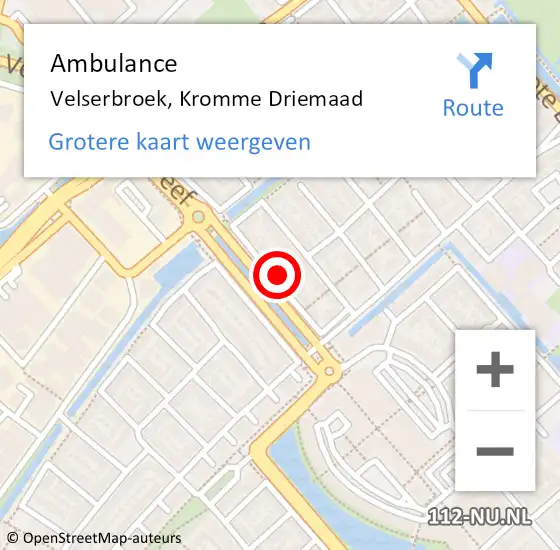 Locatie op kaart van de 112 melding: Ambulance Velserbroek, Kromme Driemaad op 26 juni 2022 17:44