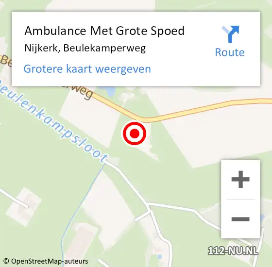 Locatie op kaart van de 112 melding: Ambulance Met Grote Spoed Naar Nijkerk, Beulekamperweg op 26 juni 2022 17:49