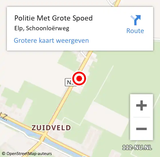 Locatie op kaart van de 112 melding: Politie Met Grote Spoed Naar Elp, Schoonloërweg op 26 juni 2022 19:05