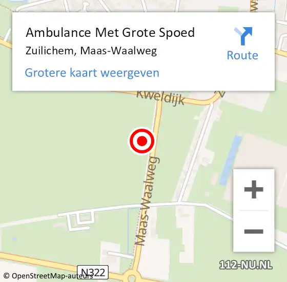 Locatie op kaart van de 112 melding: Ambulance Met Grote Spoed Naar Zuilichem, Maas-Waalweg op 26 juni 2022 21:11