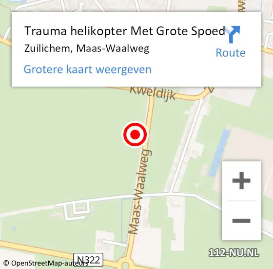 Locatie op kaart van de 112 melding: Trauma helikopter Met Grote Spoed Naar Zuilichem, Maas-Waalweg op 26 juni 2022 21:12
