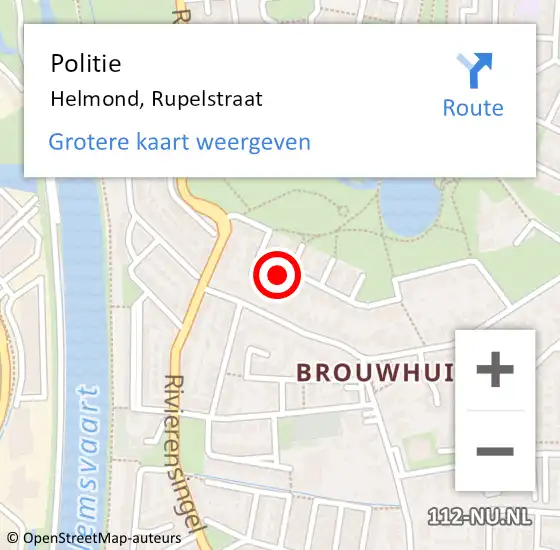 Locatie op kaart van de 112 melding: Politie Helmond, Rupelstraat op 27 juni 2022 00:53