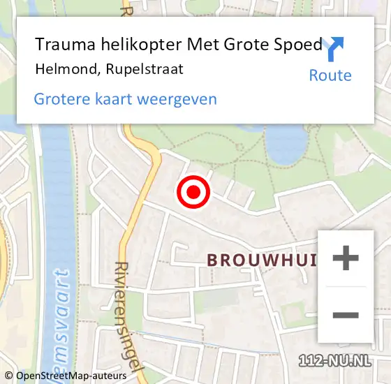 Locatie op kaart van de 112 melding: Trauma helikopter Met Grote Spoed Naar Helmond, Rupelstraat op 27 juni 2022 01:03
