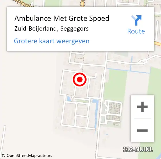 Locatie op kaart van de 112 melding: Ambulance Met Grote Spoed Naar Zuid-Beijerland, Seggegors op 27 juni 2022 08:15