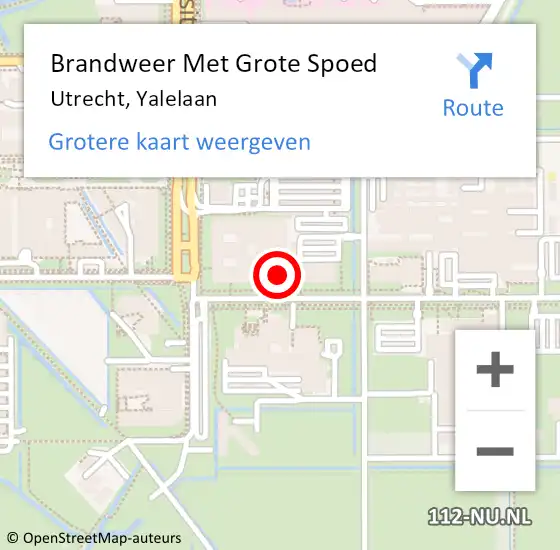 Locatie op kaart van de 112 melding: Brandweer Met Grote Spoed Naar Utrecht, Yalelaan op 27 juni 2022 10:29