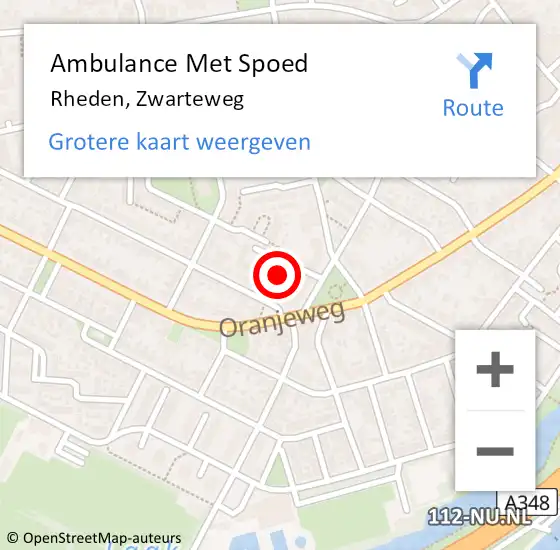 Locatie op kaart van de 112 melding: Ambulance Met Spoed Naar Rheden, Zwarteweg op 27 juni 2022 10:55