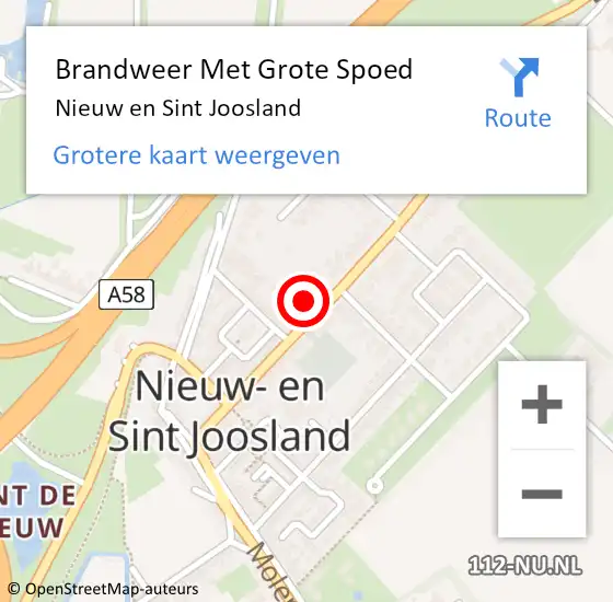 Locatie op kaart van de 112 melding: Brandweer Met Grote Spoed Naar Nieuw en Sint Joosland op 27 juni 2022 12:39