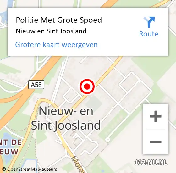 Locatie op kaart van de 112 melding: Politie Met Grote Spoed Naar Nieuw en Sint Joosland op 27 juni 2022 12:42