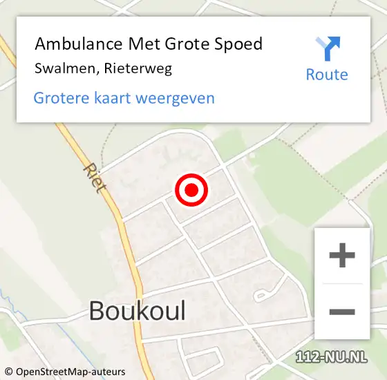 Locatie op kaart van de 112 melding: Ambulance Met Grote Spoed Naar Swalmen, Rieterweg op 27 juni 2022 13:30