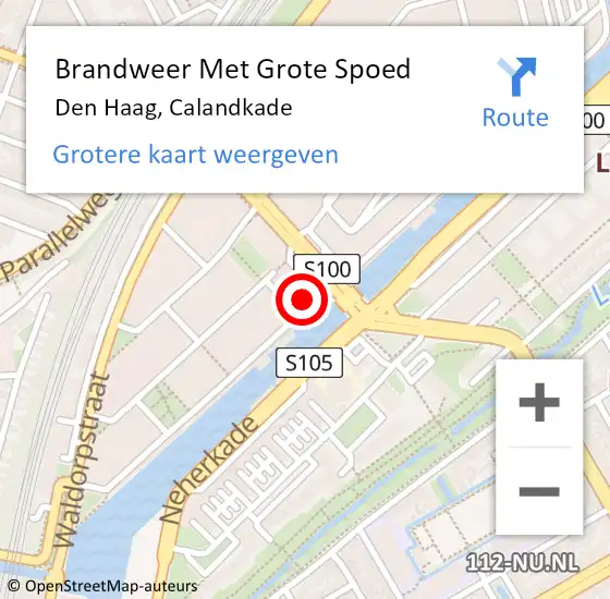Locatie op kaart van de 112 melding: Brandweer Met Grote Spoed Naar Den Haag, Calandkade op 27 juni 2022 13:43
