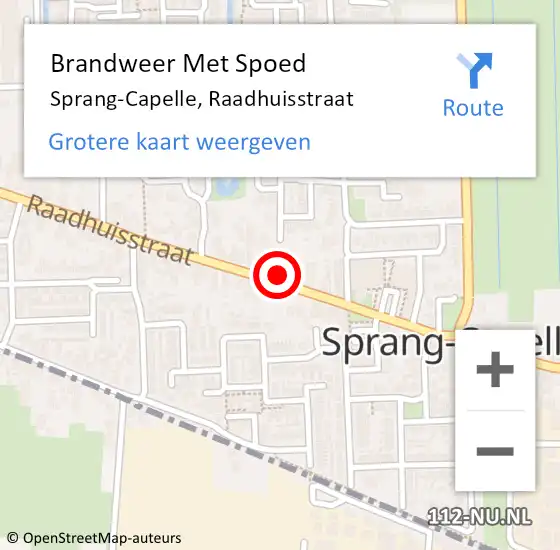 Locatie op kaart van de 112 melding: Brandweer Met Spoed Naar Sprang-Capelle, Raadhuisstraat op 27 juni 2022 13:54