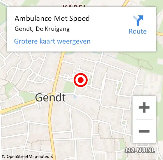 Locatie op kaart van de 112 melding: Ambulance Met Spoed Naar Gendt, De Kruigang op 27 juni 2022 14:38