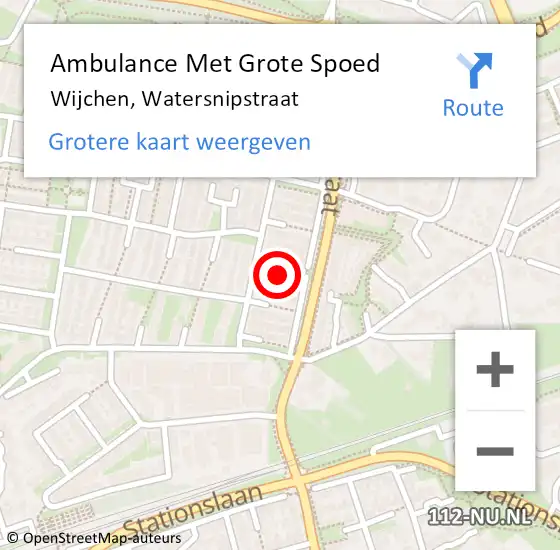 Locatie op kaart van de 112 melding: Ambulance Met Grote Spoed Naar Wijchen, Watersnipstraat op 27 juni 2022 16:12
