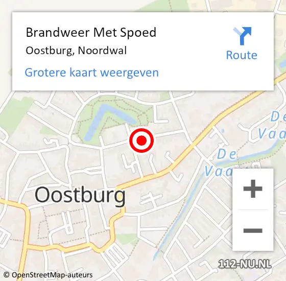 Locatie op kaart van de 112 melding: Brandweer Met Spoed Naar Oostburg, Noordwal op 27 juni 2022 16:17