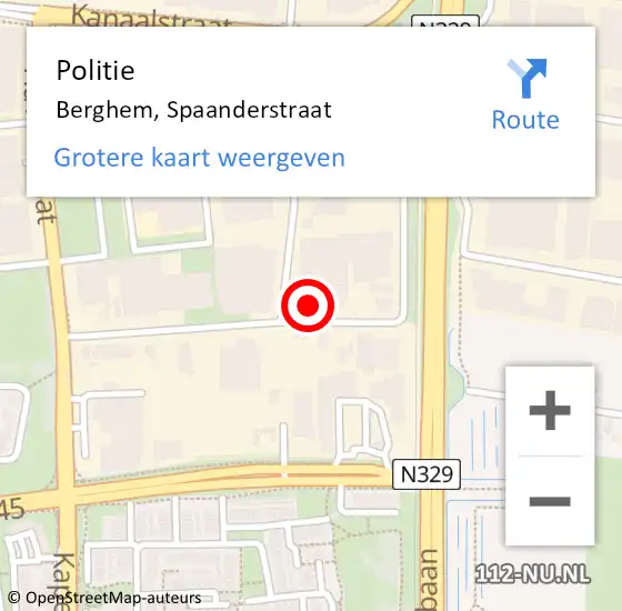 Locatie op kaart van de 112 melding: Politie Berghem, Spaanderstraat op 27 juni 2022 16:47