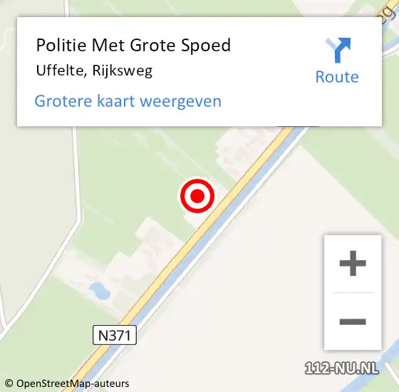 Locatie op kaart van de 112 melding: Politie Met Grote Spoed Naar Uffelte, Rijksweg op 27 juni 2022 17:04