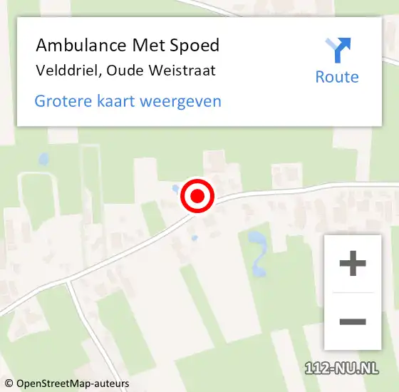 Locatie op kaart van de 112 melding: Ambulance Met Spoed Naar Velddriel, Oude Weistraat op 27 juni 2022 18:32