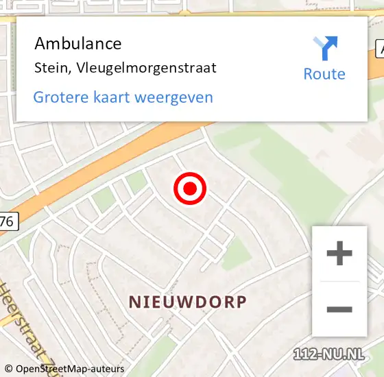 Locatie op kaart van de 112 melding: Ambulance Stein, Vleugelmorgenstraat op 21 juli 2014 15:13