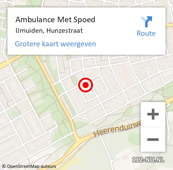 Locatie op kaart van de 112 melding: Ambulance Met Spoed Naar IJmuiden, Hunzestraat op 27 juni 2022 19:29