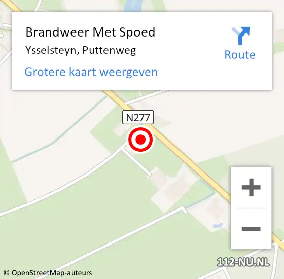Locatie op kaart van de 112 melding: Brandweer Met Spoed Naar Ysselsteyn, Puttenweg op 27 juni 2022 20:27