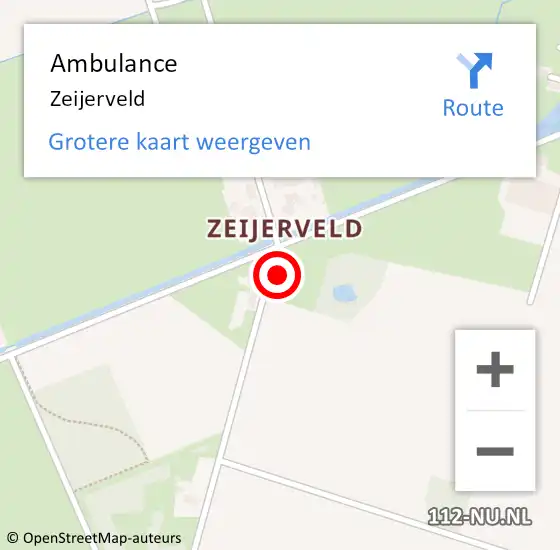 Locatie op kaart van de 112 melding: Ambulance Zeijerveld op 27 juni 2022 21:35