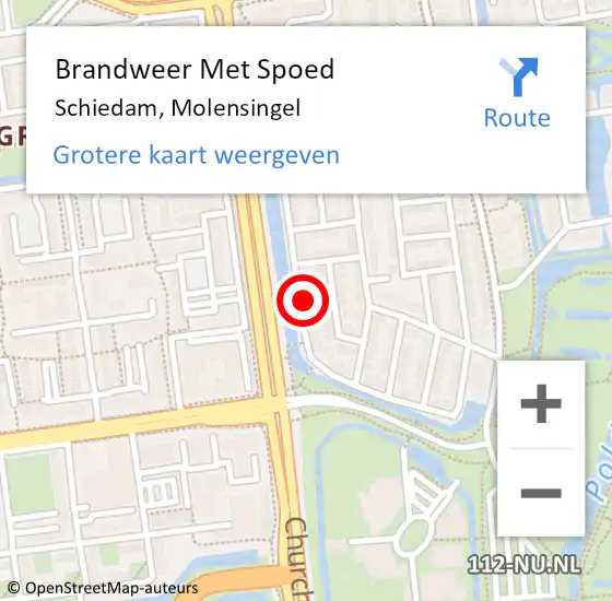 Locatie op kaart van de 112 melding: Brandweer Met Spoed Naar Schiedam, Molensingel op 27 juni 2022 22:44