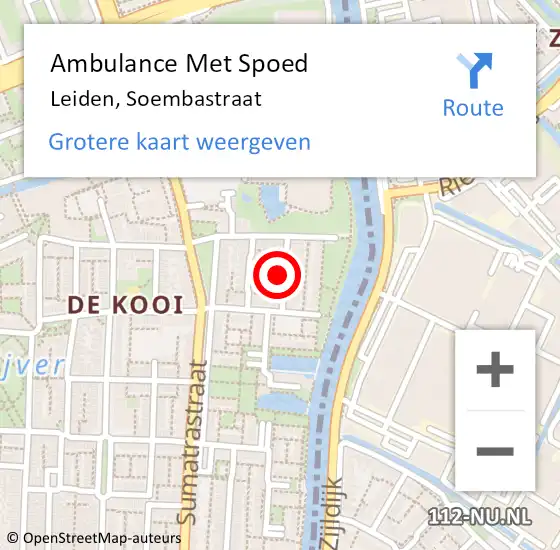 Locatie op kaart van de 112 melding: Ambulance Met Spoed Naar Leiden, Soembastraat op 27 juni 2022 23:19