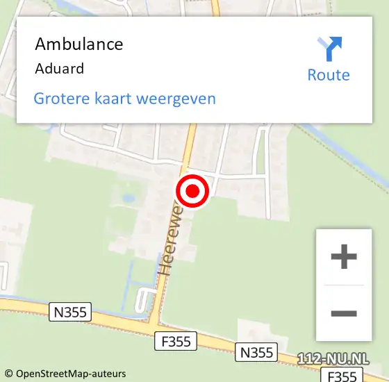 Locatie op kaart van de 112 melding: Ambulance Aduard op 28 juni 2022 07:43