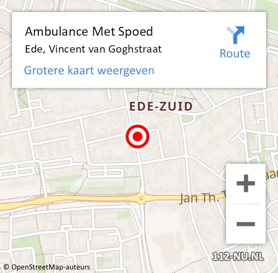 Locatie op kaart van de 112 melding: Ambulance Met Spoed Naar Ede, Vincent van Goghstraat op 28 juni 2022 08:43