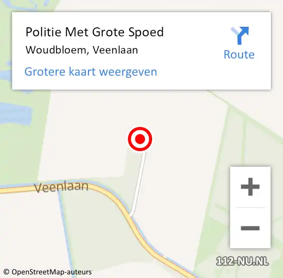 Locatie op kaart van de 112 melding: Politie Met Grote Spoed Naar Woudbloem, Veenlaan op 28 juni 2022 09:33