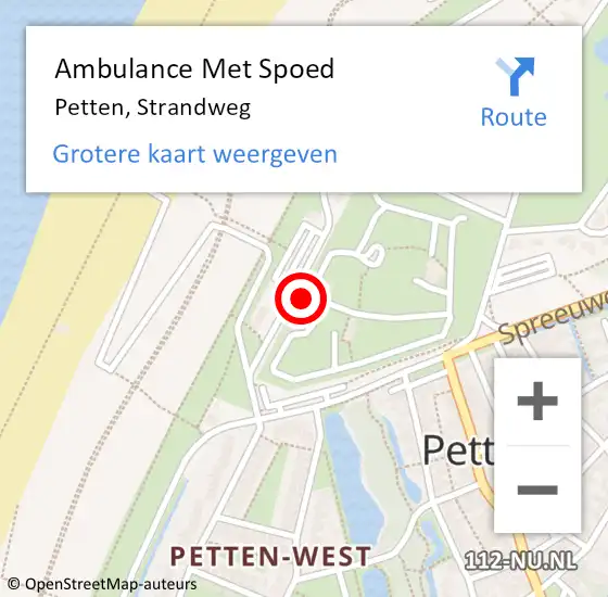 Locatie op kaart van de 112 melding: Ambulance Met Spoed Naar Petten, Strandweg op 21 juli 2014 16:00