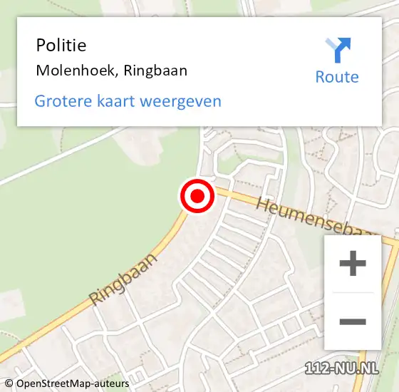 Locatie op kaart van de 112 melding: Politie Molenhoek, Ringbaan op 28 juni 2022 10:09