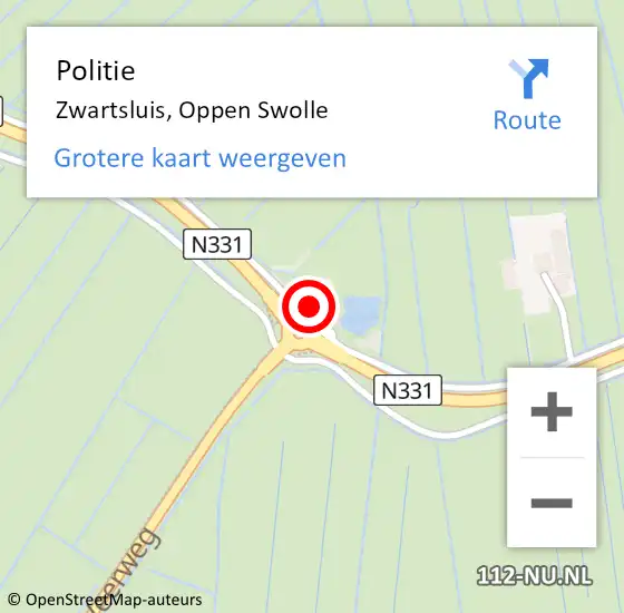Locatie op kaart van de 112 melding: Politie Zwartsluis, Oppen Swolle op 28 juni 2022 11:11