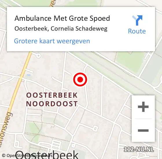 Locatie op kaart van de 112 melding: Ambulance Met Grote Spoed Naar Oosterbeek, Cornelia Schadeweg op 28 juni 2022 12:52