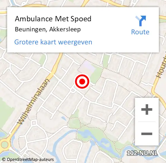 Locatie op kaart van de 112 melding: Ambulance Met Spoed Naar Beuningen, Akkersleep op 28 juni 2022 13:09