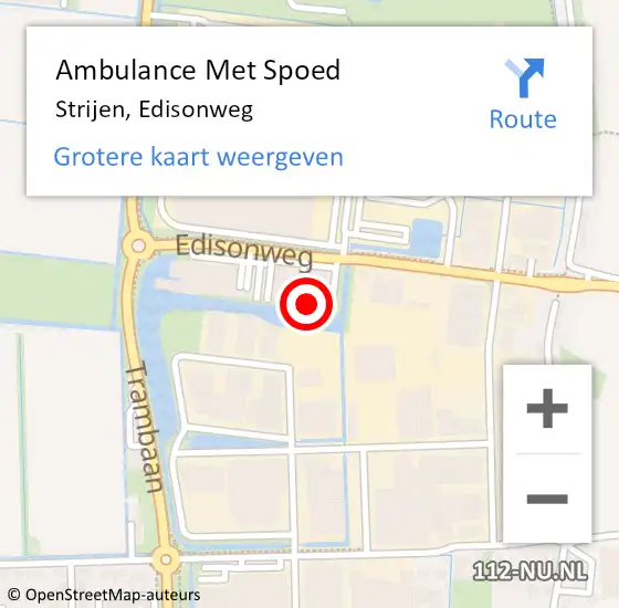 Locatie op kaart van de 112 melding: Ambulance Met Spoed Naar Strijen, Edisonweg op 28 juni 2022 14:30