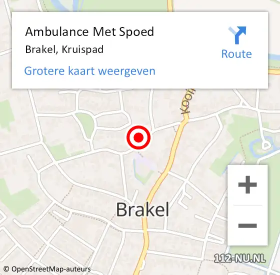 Locatie op kaart van de 112 melding: Ambulance Met Spoed Naar Brakel, Kruispad op 28 juni 2022 15:07