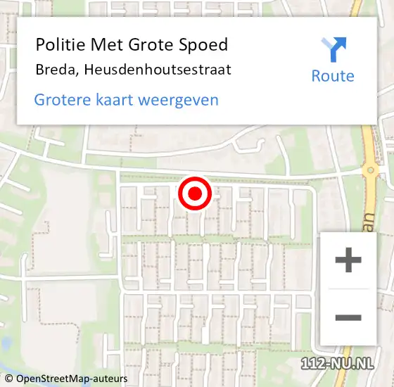 Locatie op kaart van de 112 melding: Politie Met Grote Spoed Naar Breda, Heusdenhoutsestraat op 28 juni 2022 15:20
