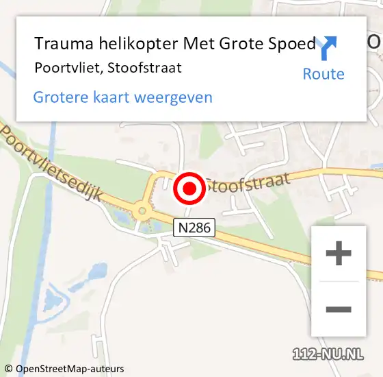 Locatie op kaart van de 112 melding: Trauma helikopter Met Grote Spoed Naar Poortvliet, Stoofstraat op 28 juni 2022 17:48