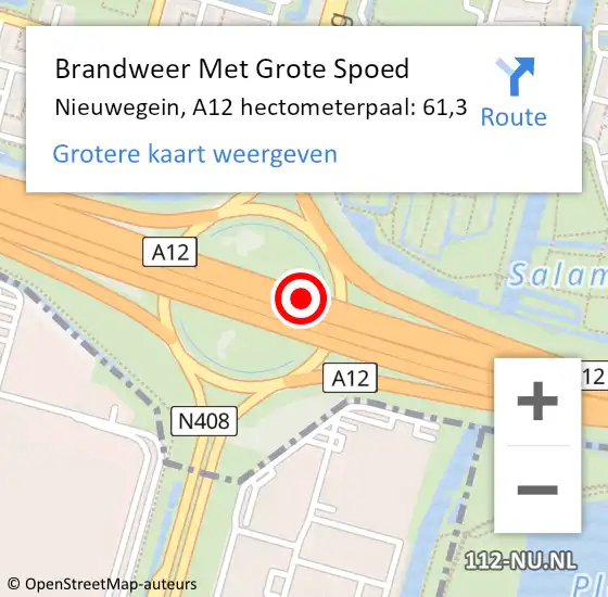 Locatie op kaart van de 112 melding: Brandweer Met Grote Spoed Naar Nieuwegein, A12 hectometerpaal: 61,3 op 28 juni 2022 18:50