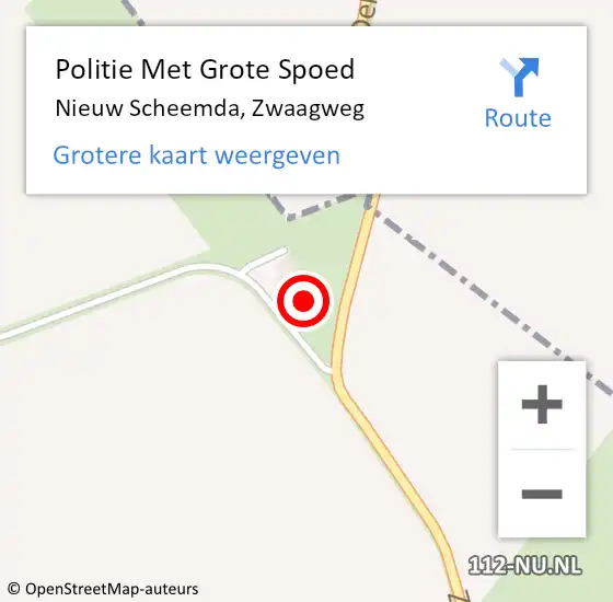 Locatie op kaart van de 112 melding: Politie Met Grote Spoed Naar Nieuw Scheemda, Zwaagweg op 28 juni 2022 19:09