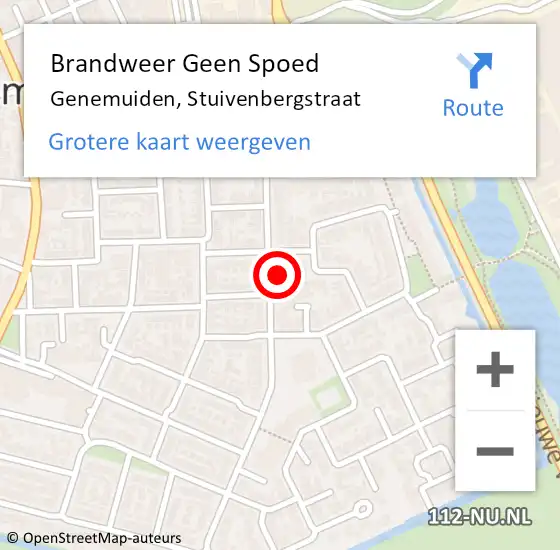 Locatie op kaart van de 112 melding: Brandweer Geen Spoed Naar Genemuiden, Stuivenbergstraat op 28 juni 2022 20:46