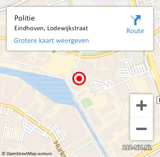 Locatie op kaart van de 112 melding: Politie Eindhoven, Lodewijkstraat op 28 juni 2022 21:24