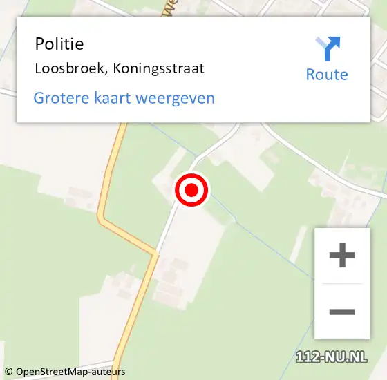 Locatie op kaart van de 112 melding: Politie Loosbroek, Koningsstraat op 28 juni 2022 22:04