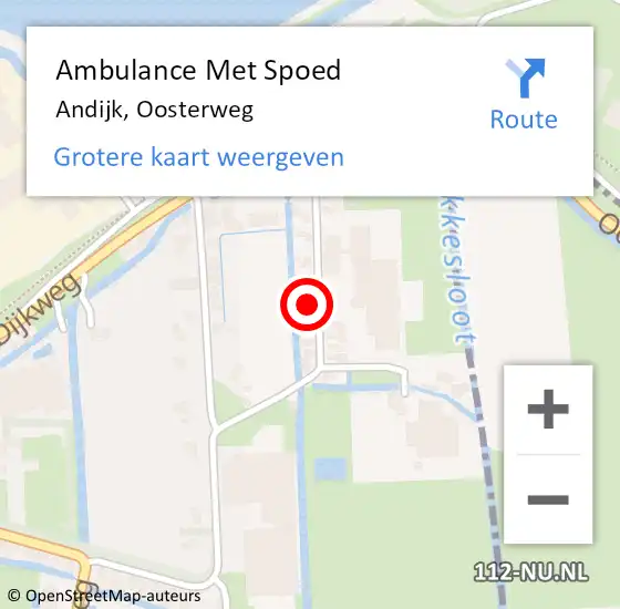 Locatie op kaart van de 112 melding: Ambulance Met Spoed Naar Andijk, Oosterweg op 28 juni 2022 23:48