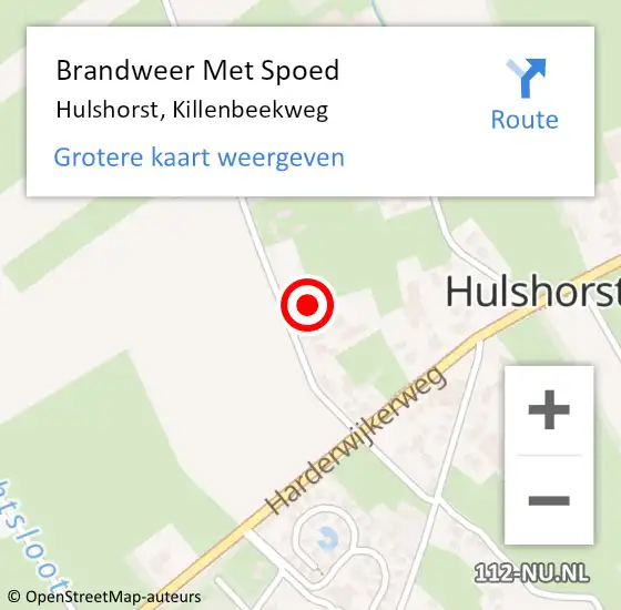 Locatie op kaart van de 112 melding: Brandweer Met Spoed Naar Hulshorst, Killenbeekweg op 29 juni 2022 00:48