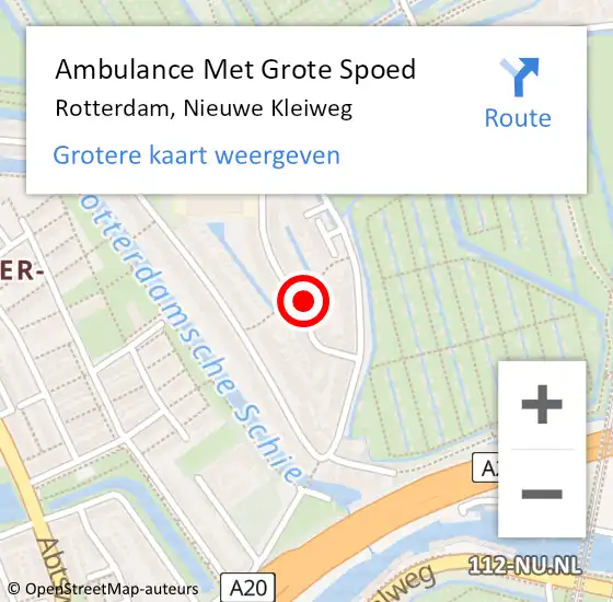 Locatie op kaart van de 112 melding: Ambulance Met Grote Spoed Naar Rotterdam, Nieuwe Kleiweg op 29 juni 2022 08:32